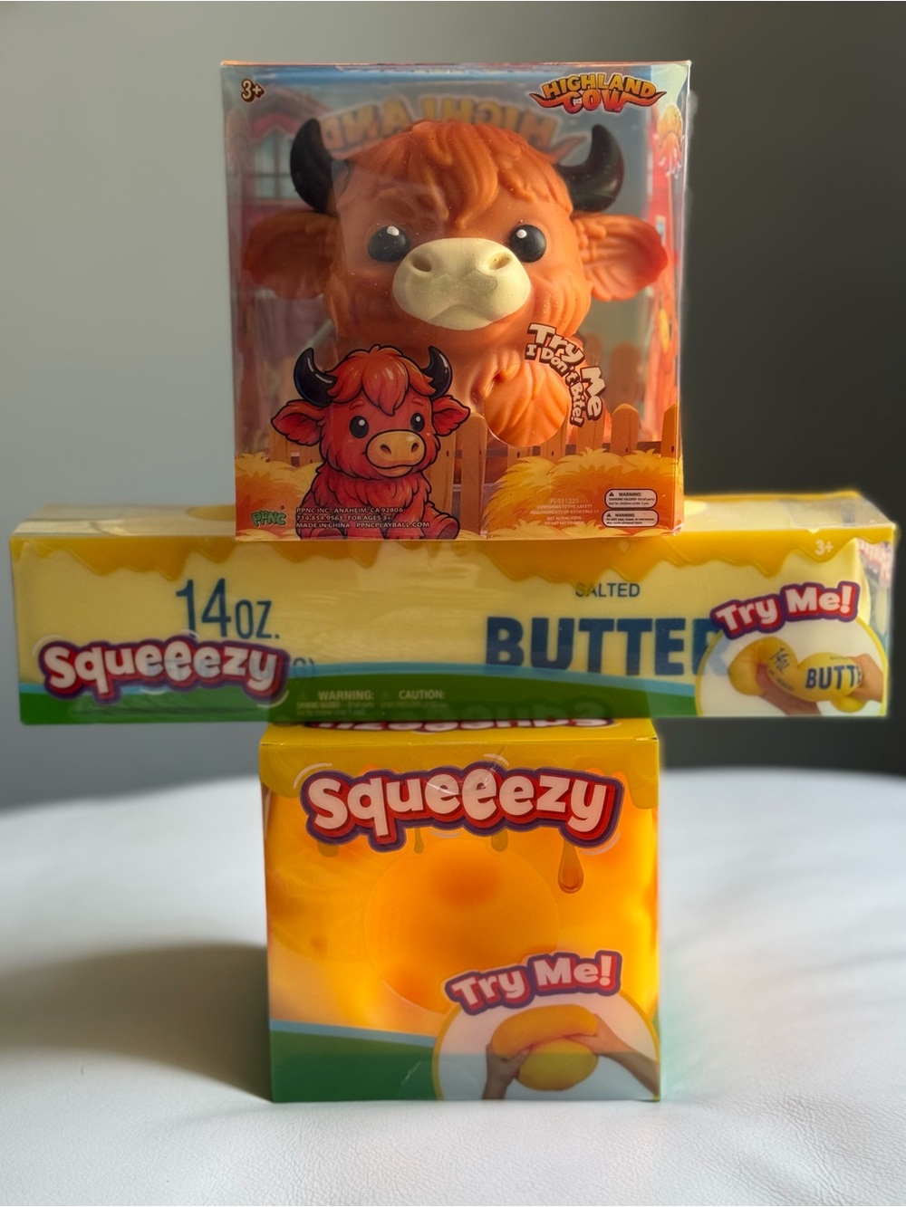 Highland Cow Butter Cheese Farm Squishy Squeeze Toy Sunny Days SHIPS TODAY!